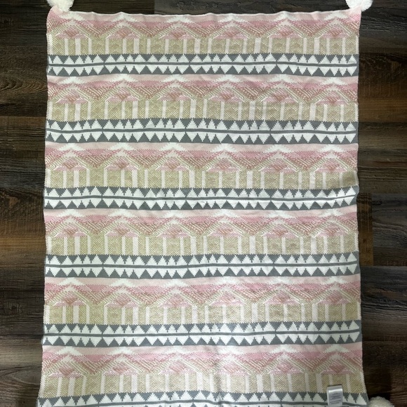 Emily & Meritt Pottery Barn Kids Baby Blanket *40”x 30” Pom Poms Pastels Gold - Picture 4 of 6